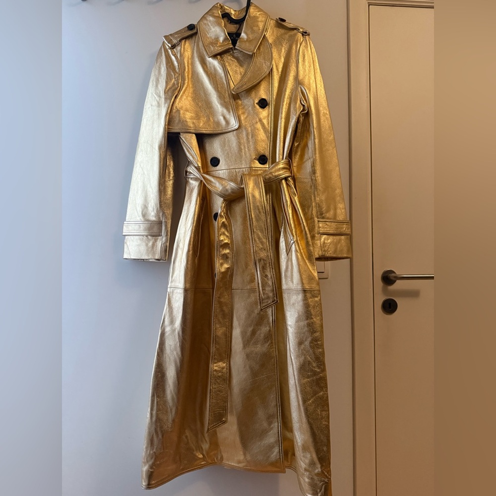 Mackage Metallic Gold Leather Trench Coat